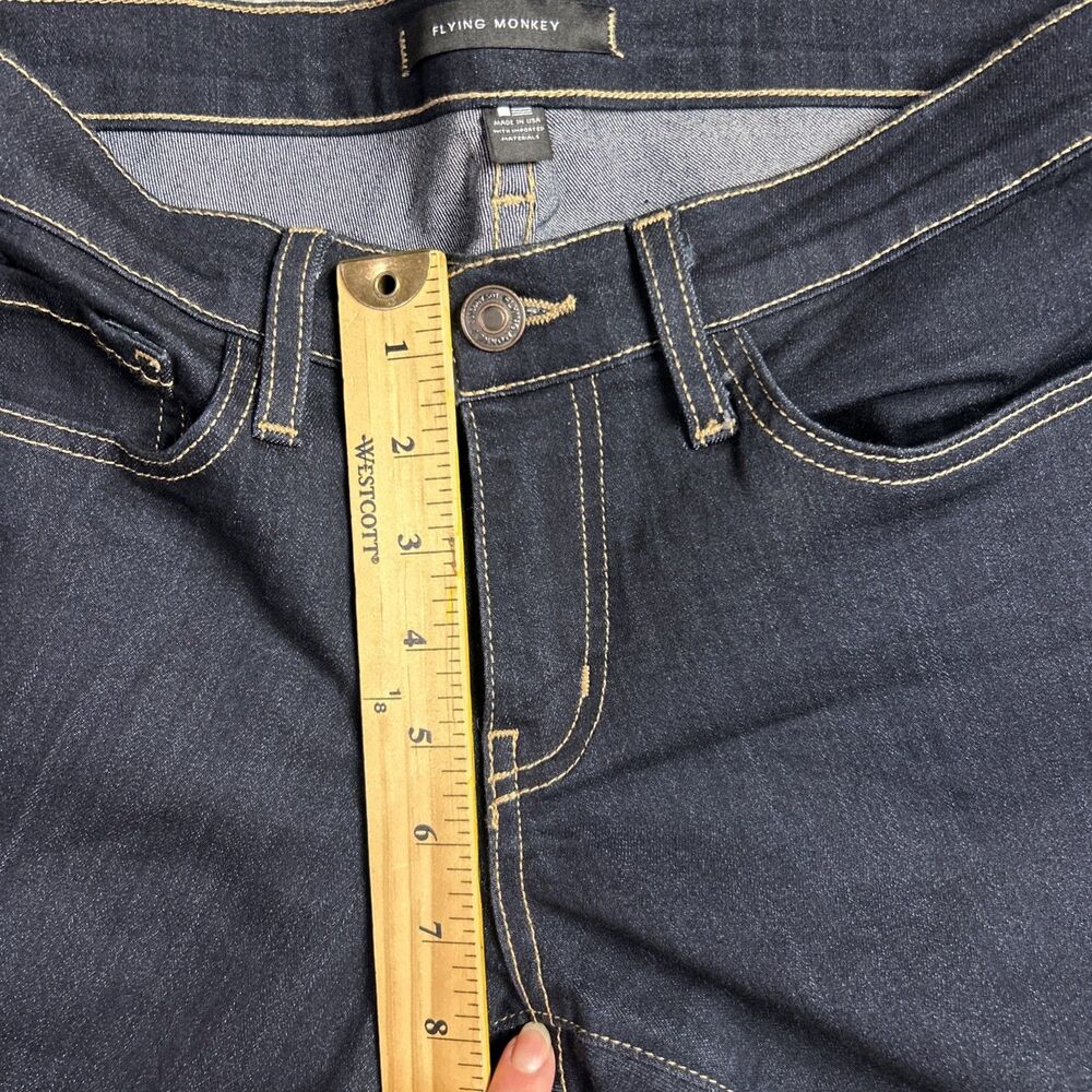 Flying Monkey Womens Jeans Dark Wash Sz. 28 Relaxed Stretch Straight Leg Capri - Picture 9 of 16